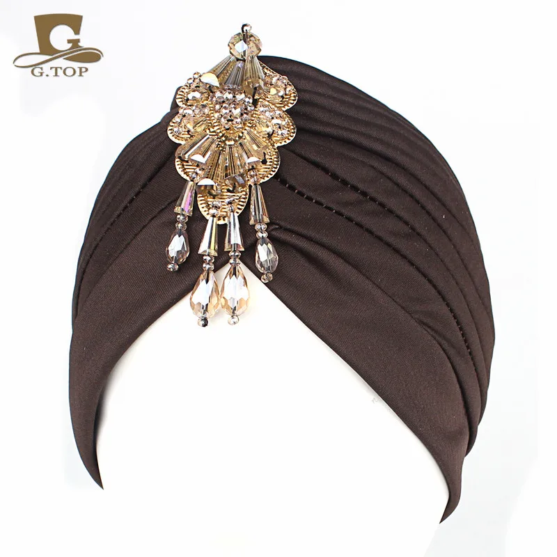 Divas-Turban extensible avec pendentif perlé pour femme, chapeau enveloppant, vêtements de sauna de luxe, nouveau