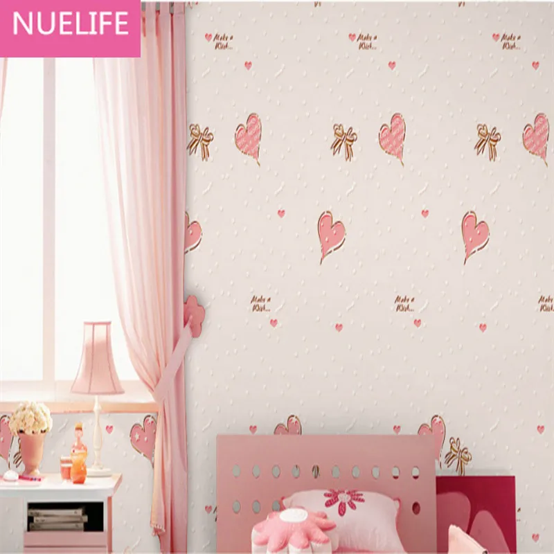 

0.53x5 Meter love pattern self - adhesive wallpaper bedroom girl kids room wedding room living room non - woven wallpaper N12