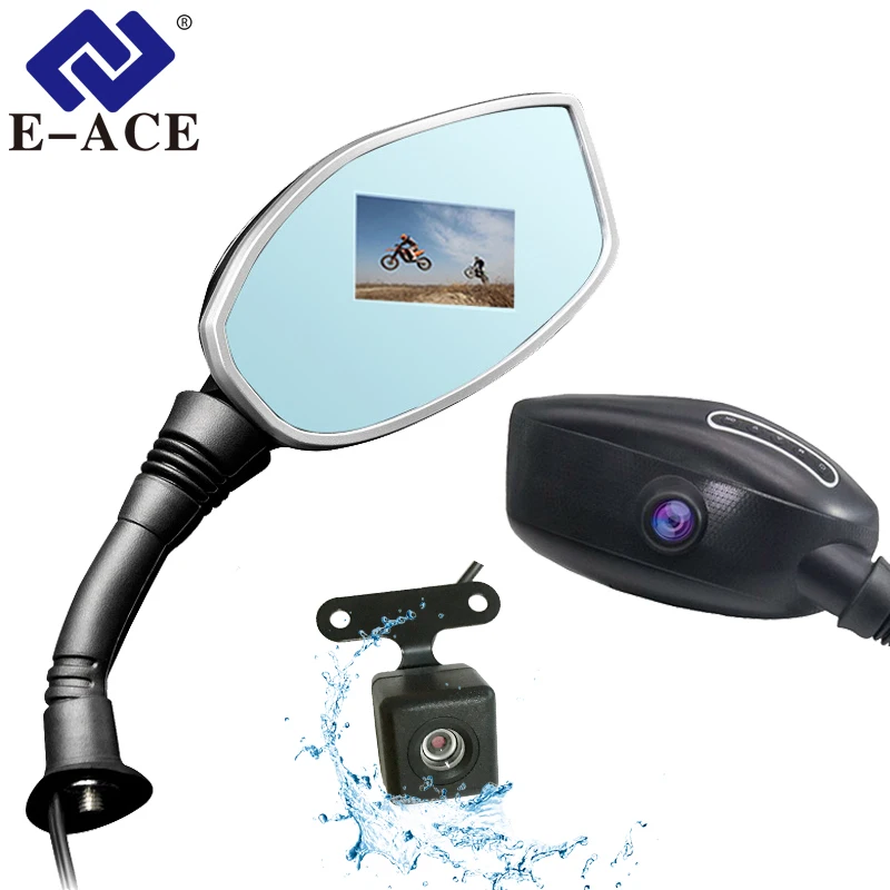 

E-ACE Motorcycle Dvr Rearview Mirror Camera Auto Digital Video Recorder Motorbike Dash Cam Dual Lens Camcorder Auto Registrar