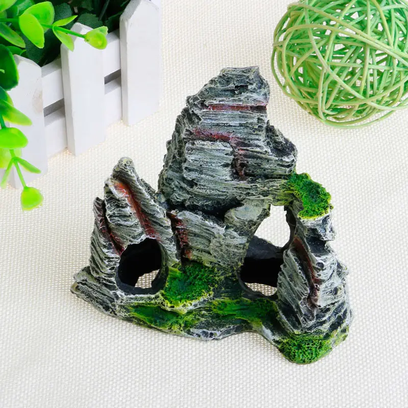 1PC Aquarium Artificial Rockery Resin Ornament Hiding Cave for Fish Tank Underwater Landscaping Decoration