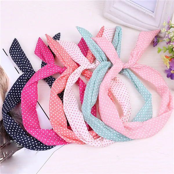 

Paisley Rockabilly retro line head with polka dot dot tartan retro scarf line hair with many colors hair bands for women L0306