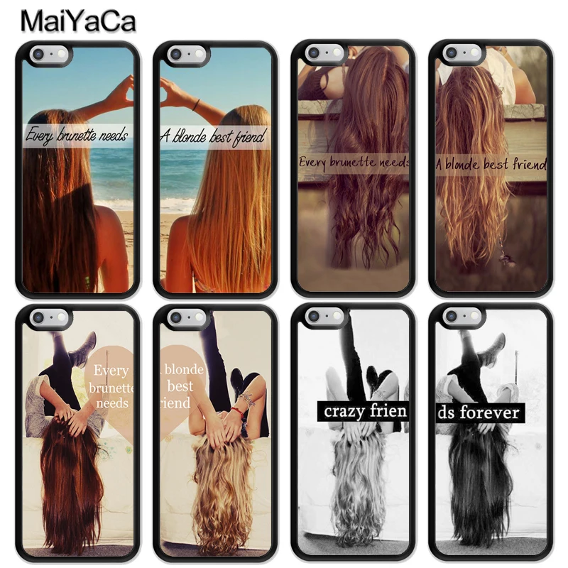 

MaiYaCa Girls Brunette Blonde Best Friends BFF Matching Case For iphone 11 Pro MAX X XR XS MAX 6 6S 7 8 Plus 5 5S TPU Cover