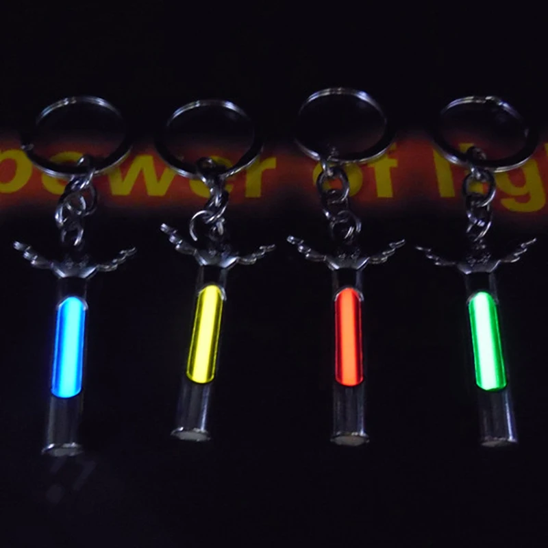 

Automatic Light Tritium Gas Lamp Key Ring Angel Shape Titanium Alloy Fluorescent tubes Keychain Lifesaving Emergency Lights