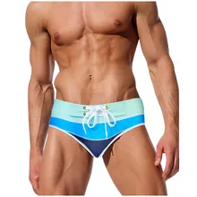 Модные мужские бикини, купальник, сексуальные градиентные плавки, пляжные плавательные шорты, мужские шорты для купания, купальный костюм