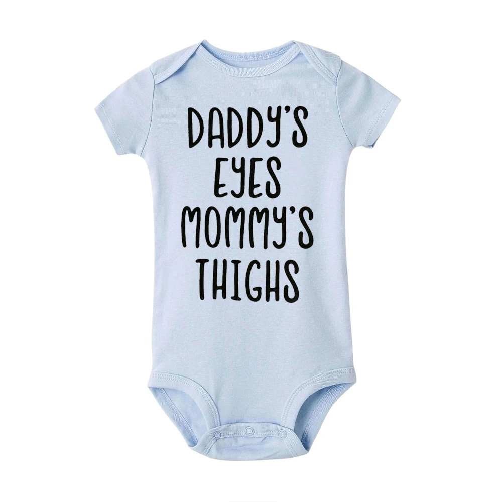Г. Летний комбинезон с надписью «Daddy's Eyes Mommy's Tighs» для новорожденных мальчиков и девочек, игровой костюм с коротким рукавом хлопковая одежда - Цвет: R419-SRPLB-