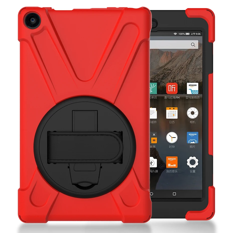 360 Вращающийся чехол-подставка для Amazon Kindle Fire HD 8 HD8 2016 с ручным ремешком