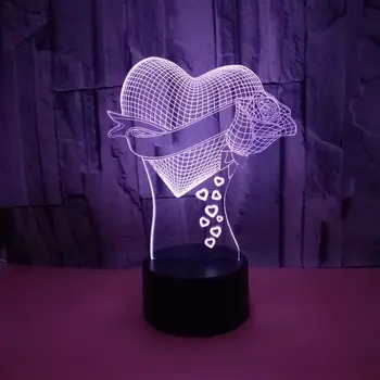 

Love Rose 3d Night Light 7 Colorchange Led NightLight Touch Remote Control Led Lamp Gift Decoration Desk Lamp