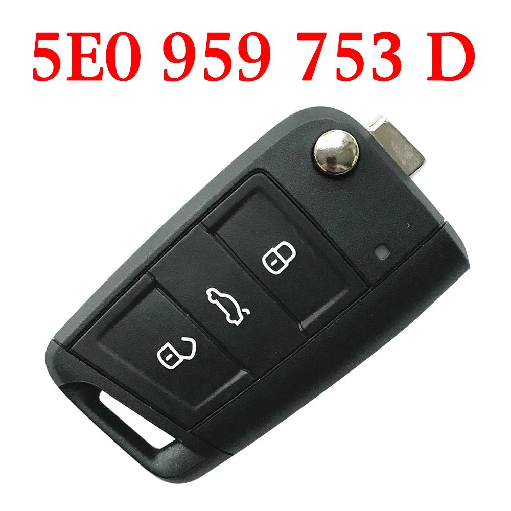

Original 3 Buttons 434 MHz MQB Type Flip Remote Key for Skoda Octavia 2012-2018 - 5E0 959 753 D ( 5E0 959 752 )