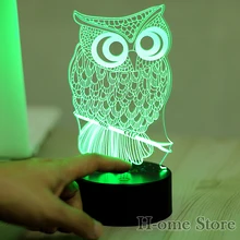 7 Color Owl Lamp 3D Visual Led Night Lights for Kids Touch USB Table Lampara Lampe Baby Sleeping Nightlight