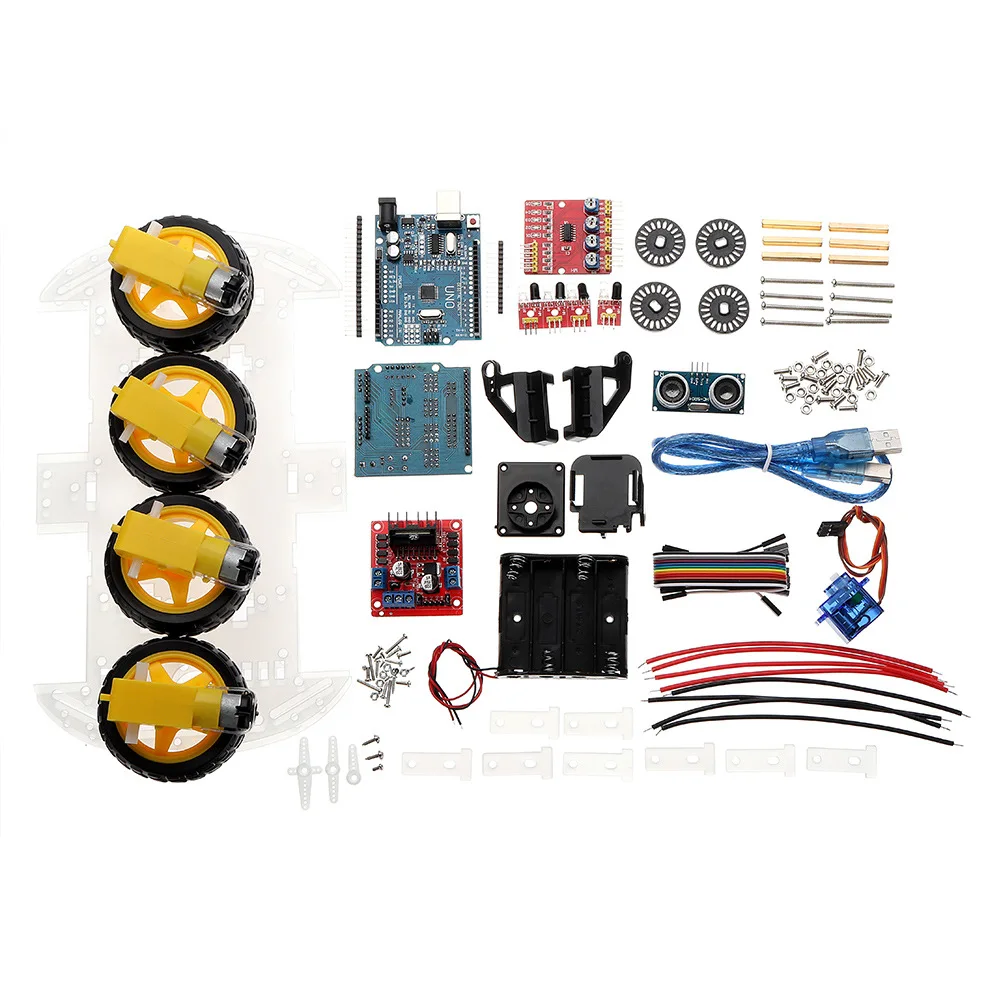 100% новый 4WD DIY умный шасси автомобильный комплект модуль для Arduino UNO R3 +