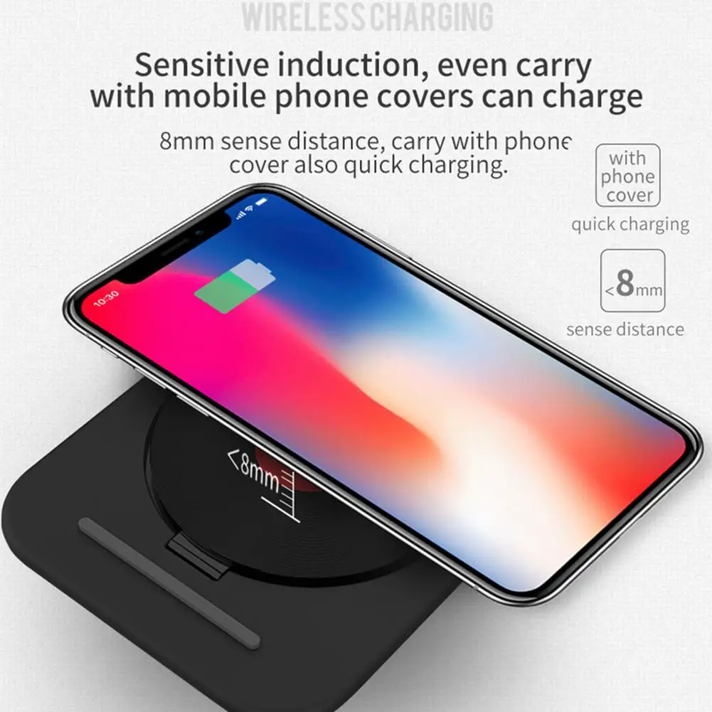 Новая версия V8 для мобильного телефона QI быстро Беспроводной Зарядное устройство для iPhone X 8 плюс samsung S8 плюс S7 S6 край Беспроводной быстрой зарядки