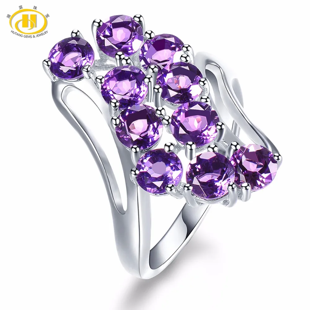 

Hutang Natural Gemstone African Amethyst Solid 925 Sterling Silver Engagement Ring Fine Jewelry presents Gift NEW Arrival