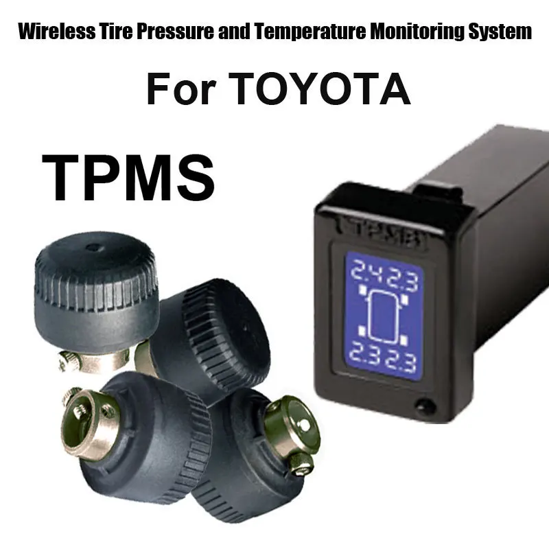 TOOGOO LED Car TPMS Wireless Tire Pressure Monitor Alarm System 4 External Sensor 