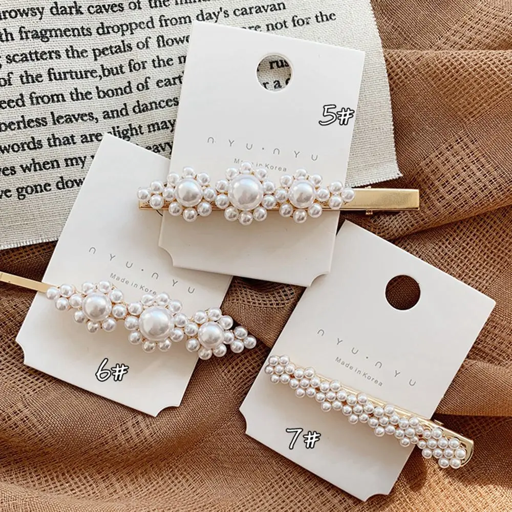 1PC New Fashion Women Pearl Hair Clip Snap Barrette Stick Hairpin Bobby Hairpins For Women Girls Hair Accessories Drop shipping