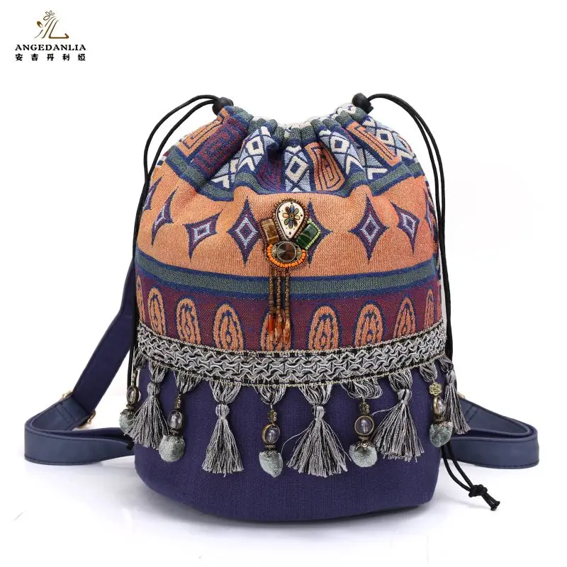 Us 29 99 Women Bohemian Style Backpack Las Fancy Bags Canvas Shoulder Bag Boho Cotton Fabric National Ethnic Knapsack In Backpacks From