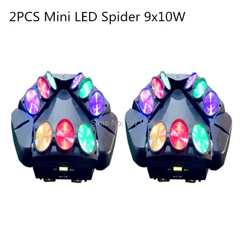 

2pcs MINI LED 9x10W Led Spider Light RGBW 9/43CH DMX Stage Lights Dj Led Spider Moving Head Beam Light  FREE&FAST Shipping
