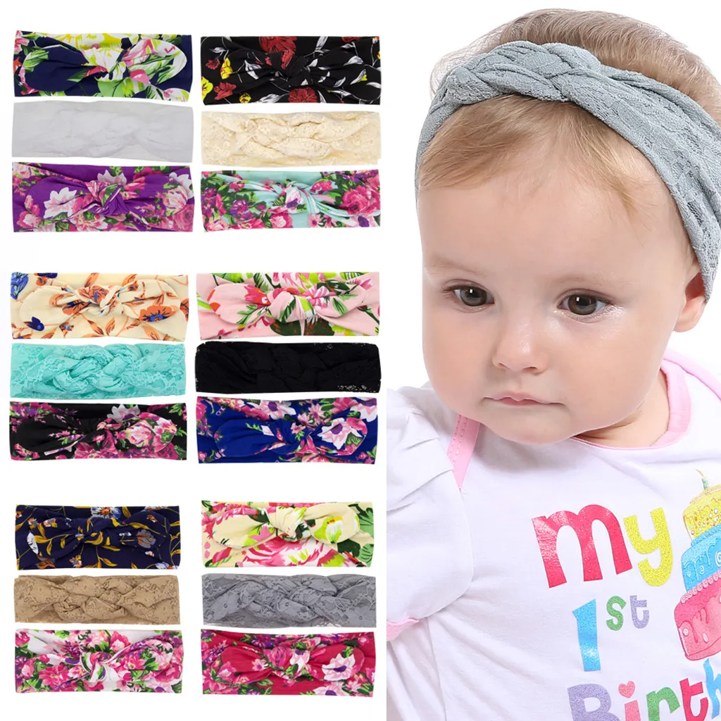 

3pcs Newborn Baby Girl Headband Cute Princess Print Knotted Baby Hair Accessories Turban Baby Hair Band For Baby Girls Headwear