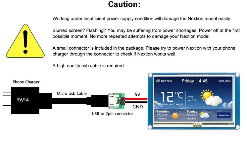 Nextion Enhanced NX8048K050-5,0 ''HMI Полноцветный сенсорный дисплей USART TFT lcd модуль с бортовым RTC, GPIOs и EEPROM