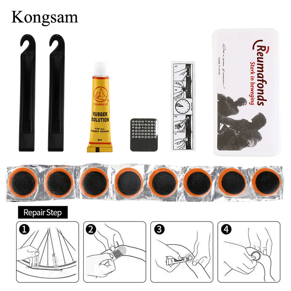 

Bicycle Repair Tools MTB Mountain Bike Tire Tyre Repair Tools Cycling Rubber Puncture Patches Kit Portable Box-Packed Outdoor