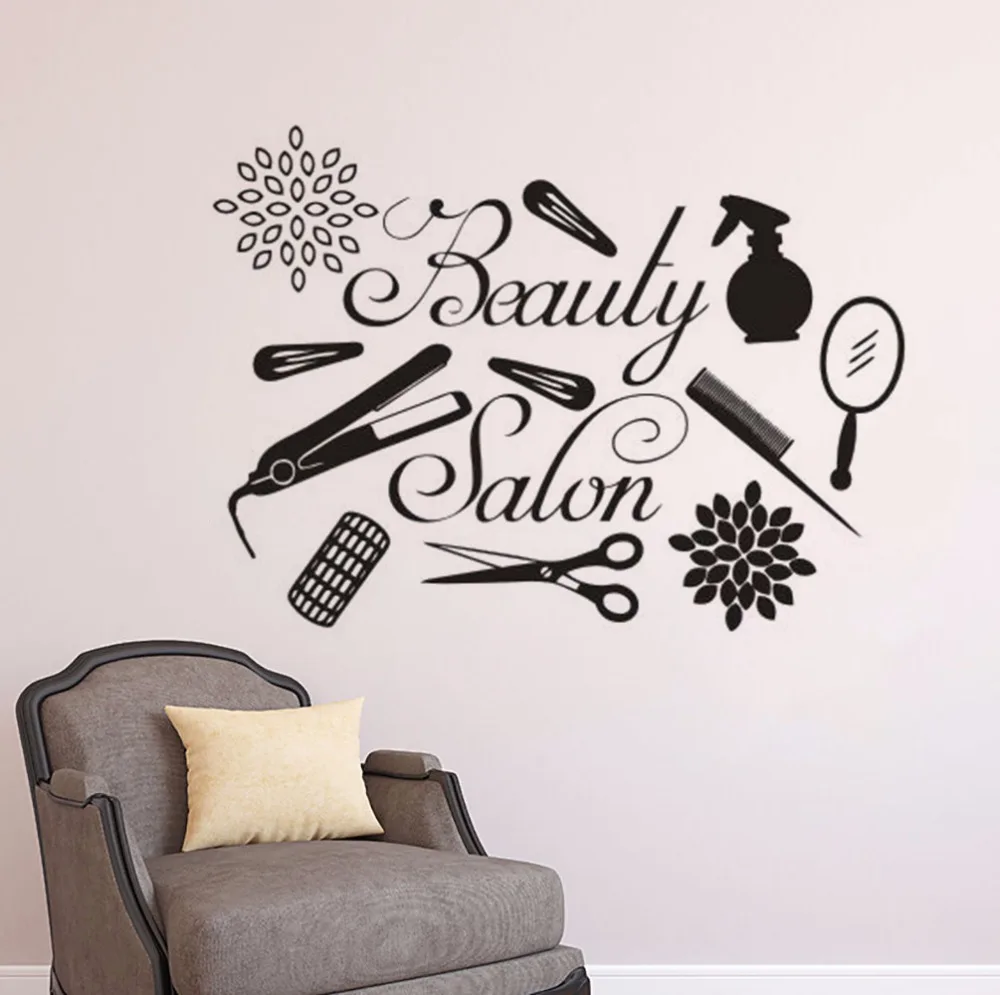 Beauty salon Custom Vinyl Lettering hairdressing sticker decal hair dresser sign 
