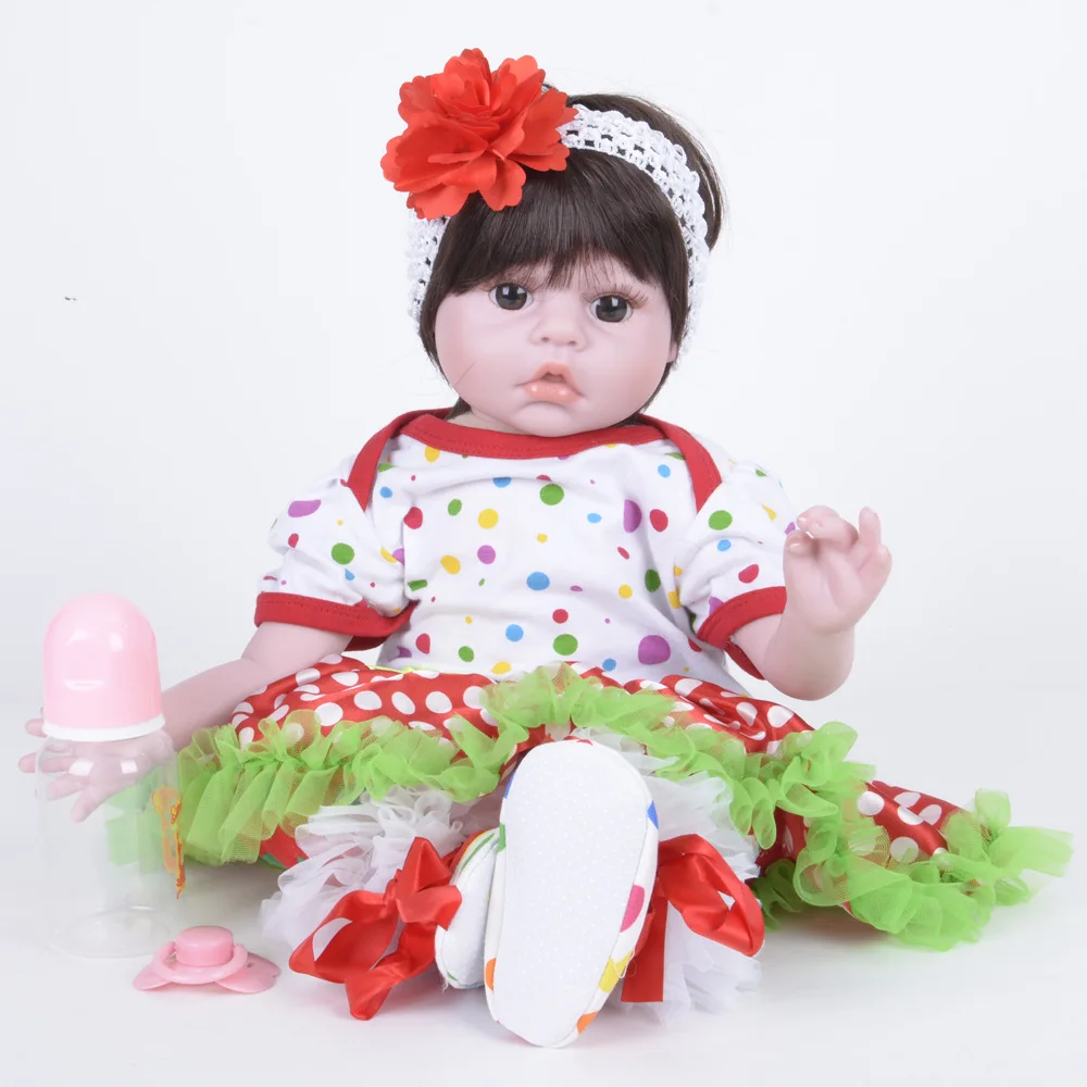 

55cm Realistic Reborn Girl Doll Soft Silicone Newborn Baby with Cloth Body Toy for Kids Birthday Christmas Gift Bebe