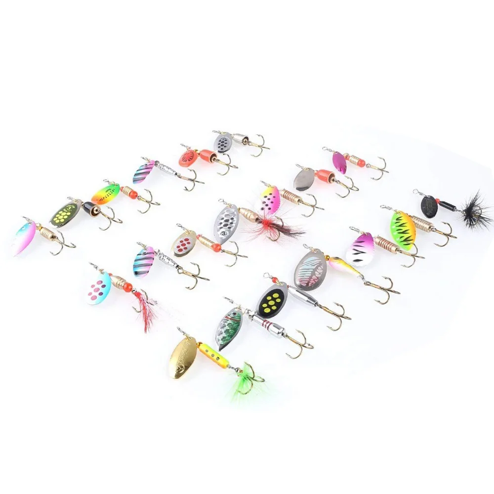 

1Pcs Spinner Fishing Lures Wobblers CrankBaits Spinner Bait 2.3g-12.5g Jig Metal Sequin Trout Spoon with Feather Hooks Pesca