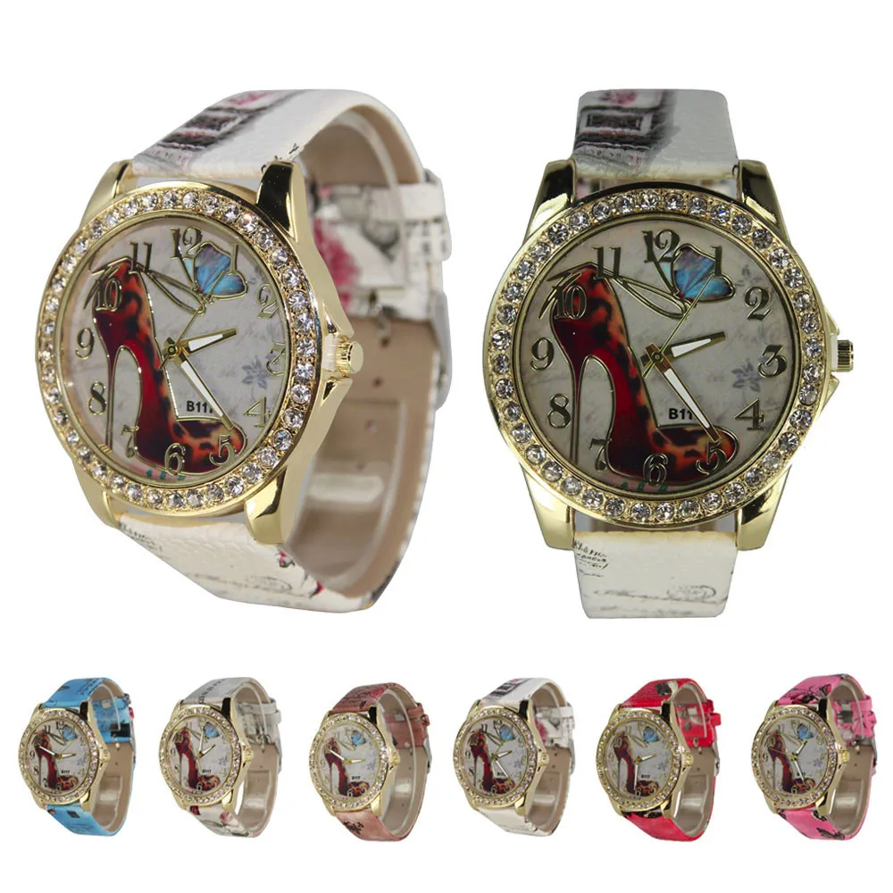 

2017 Luxury Nicole Lee High-Heeled Shoes Watches Women Dress Quartz Watch Rhinestone Leather Watch Relogio Feminino Montre Femme