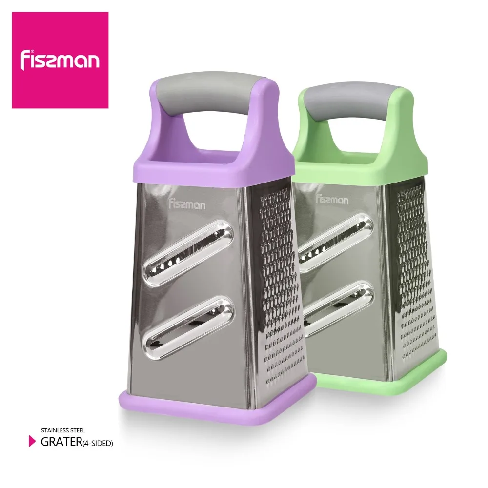 

Fissman 4-sided Stainless Steel Grater with ABS+TPR Handle Mirror finish-Vegetable Garlic Carrot Slicer