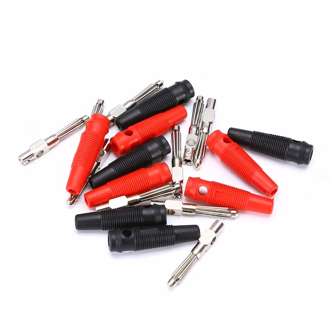 10pcs Electrical Red Black 4mm Banana Connector Mayitr Copper Male Solderless Screw Stackable Banana Plugs Connectors