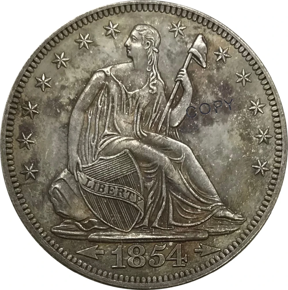 1854 США половина доллара свободы сидя без девиза над орлом предметы