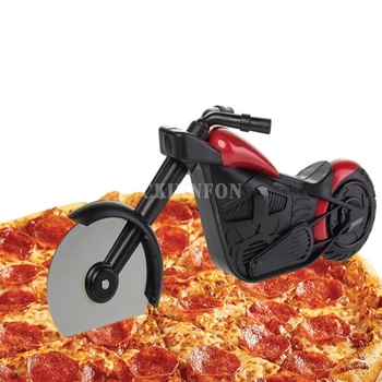 

200Pcs/Lot Motorcycle Pizza Wheel Cutter Blade Hand Chopper Slicer Kitchen Tool Gadget (Color: Black & Red)