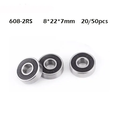 

20/50PCS/lot 608RS Bearing 8*22*7 mm ABEC-1 Skateboard Scooter 608 2RS Skate Roller Ball Bearings Kit Miniature Ball Bearing