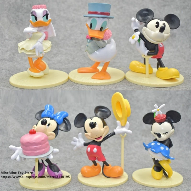 

ZXZ Mickey Mouse Minnie 6pcs/set 12cm Action Figure Posture Anime Decoration Collection Figurine Toy model for children gift