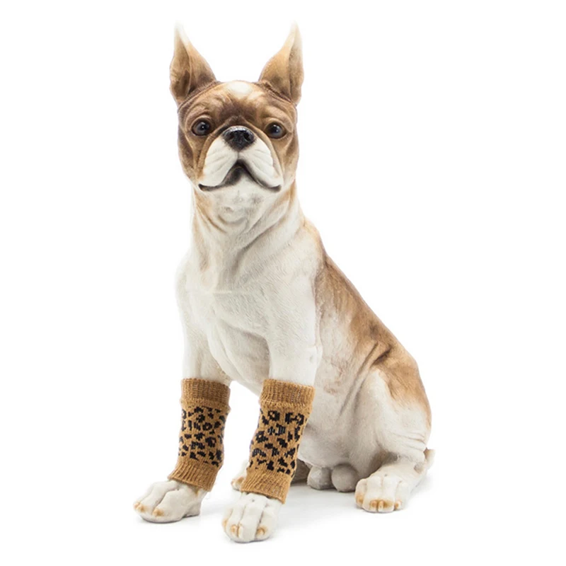 

4Pcs/Pack Winter Thick Warm Puppy Pet Dog Leg Socks Anti Slip Shoes Zebra Leopard Dots Print Non-slip Leg Warmers Pet Supplies