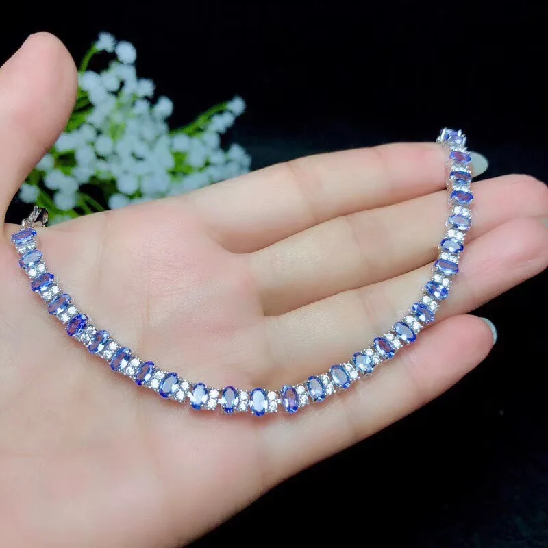 

Natural tanzanite bracelet, classic style, 925 silver, simple to wear, beautiful effect, luxurious style