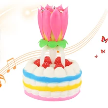 Романтическая музыкальная свеча цветок лотоса вечерние подарочные свечи с днем рождения вечерние DIY аксессуары для украшения торта для детей