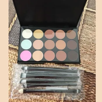 

15 Colors Contour Face Cream Makeup Concealer Palette + 6Pcs Pro Black Eyebrow Lip Makeup Foundation Brushes Set Maquiagem