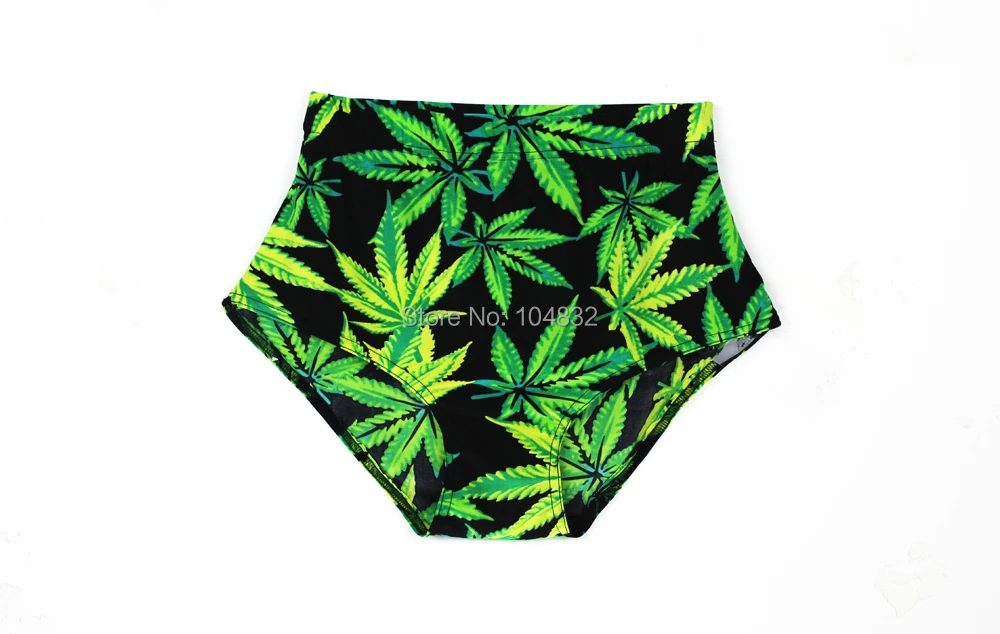 

EAST KNITTING X-005 maple leaf GREEN print shorts High Waist Pants