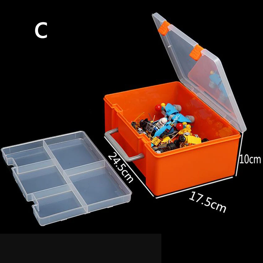 1 шт. 1+ 5 слотов ячеек портативный ящик для ювелирных изделий контейнер электронные части винтовые шарики игрушка Книга одежда коробка для хранения компонентов - Цвет: orange 10cm