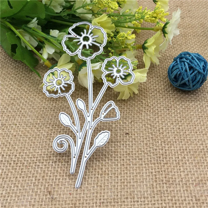 Три цветка металлические режущие штампы Трафарет DIY альбом для скрапбукинга