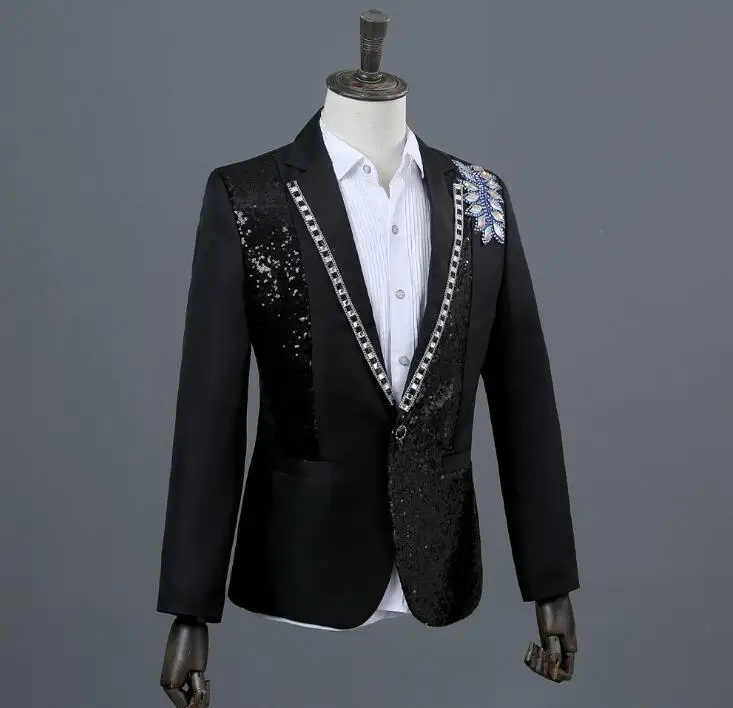 Мужской блейзер с блестками Chorus Diamond Модный облегающий Блейзер белого цвета со