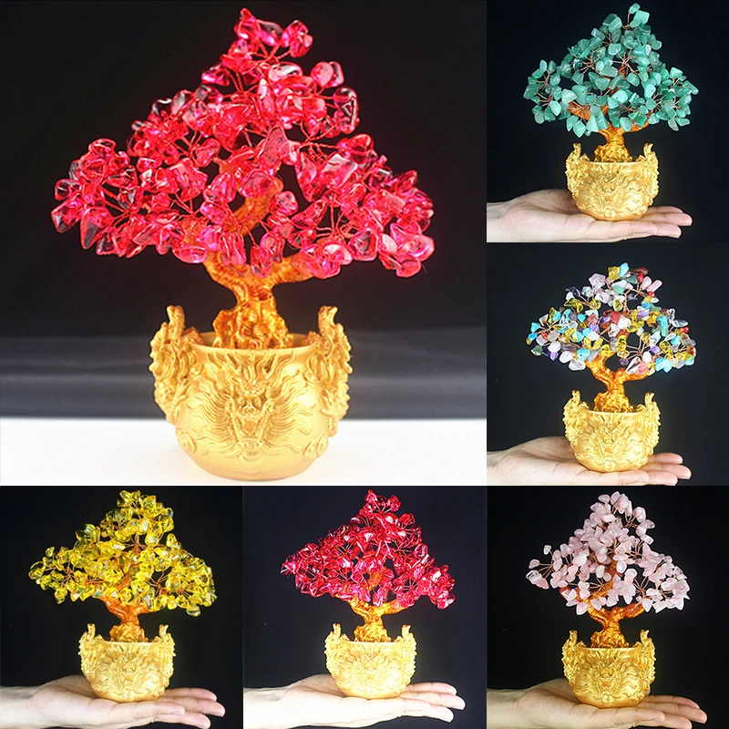 1pc x Feng Shui Money Lucky Rich Tree Craft Natural Crystal Office Home Room Decor