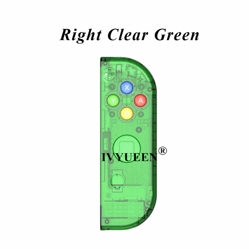 IVYUEEN для Joy Con, сменный корпус, прозрачный чехол, чехол для переключения, консоль Joy-Con с кнопками ABXY - Цвет: Right Clear Green