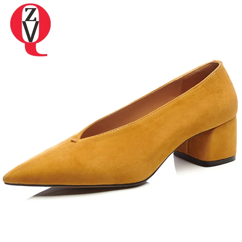 

ZVQ women pointed toe heels shoes high quality 2019 new come fashion brand hot sale pumps thick heel office ladies working heels
