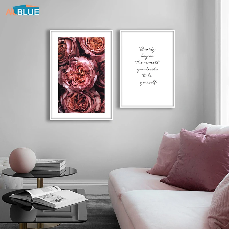 Scandinavian Rose Flower Posters And Prints Wall Art Canvas Painting Nordic Decoration Home Wall Pictures For Living Room Decor
