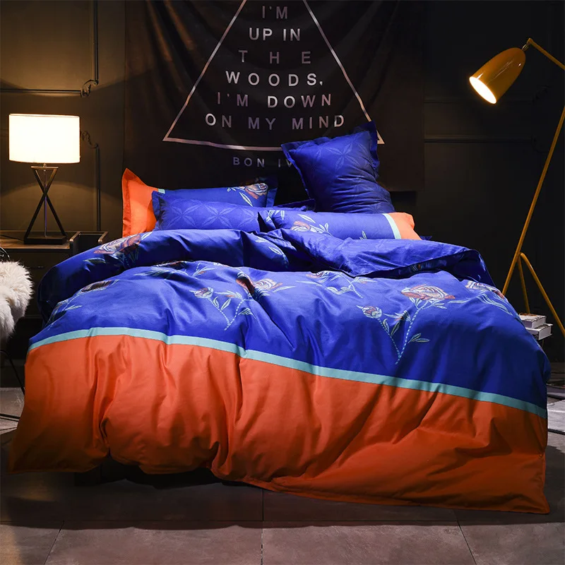 

Euro Style Bed Linen Pillow Cover Quilt Cover Bed Sheet Kids Comforter Adult Duvet Cover 4 Pieces Luxury Bedding Set Queen Size