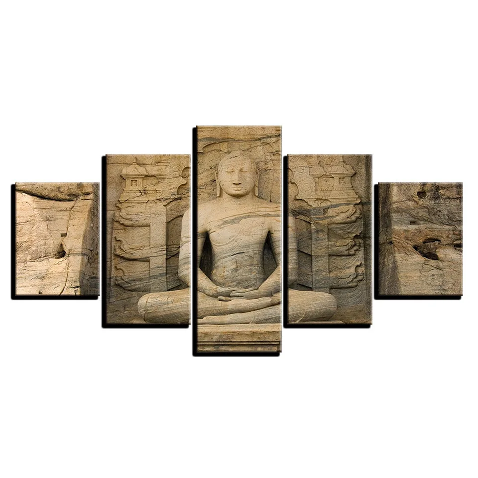 

color Paintings Posters Wall Art 5 Panel Modern Large Oil Buddha Wall Print color Home Living Room Decorations Abstract 74