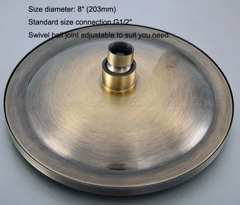 Antique Bronze Bathroom Rain Shower Head Rainfall 8 Inch Bath Shower Top Sprayer Rainfall Shower zsh254