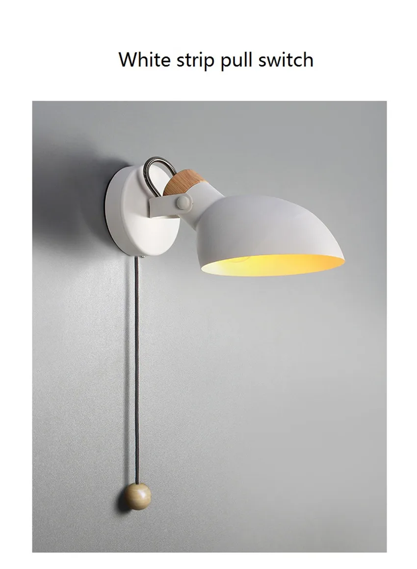 Lâmpada de Parede Design Nórdico Ajustar Loft Decoração Ferro Puxar Interruptor Moderno Arandela Luzes Quarto Casa Iluminação Interior Luminária Led 12 Cheap Luminárias de parede