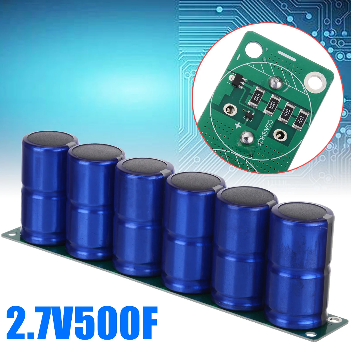

New 6 Pcs/1 Set 2.7V 500F Farad Capacitor Super Farad Capacitance With Protection Board